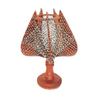 Vintage wooden bedside table lamp 1960