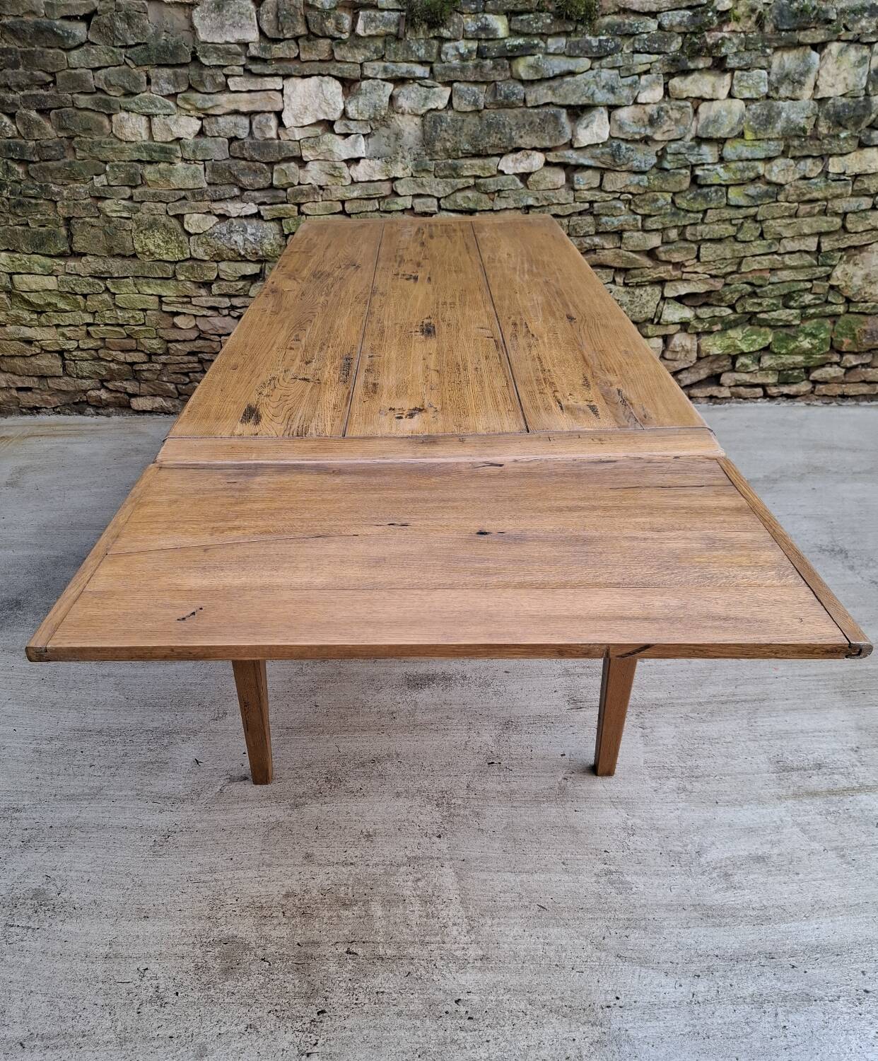 Table de ferme chêne 320 cm avec allonges 