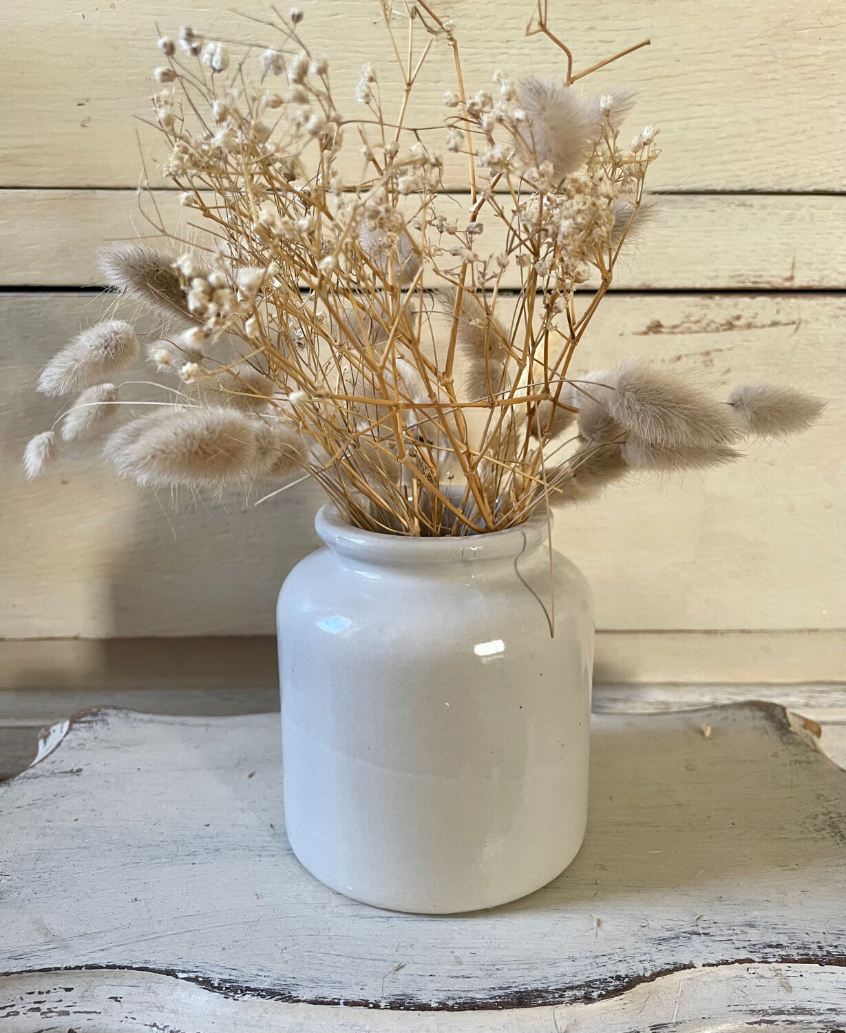 Vintage white stoneware pot
