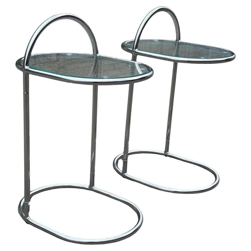 German chrome and glass bedside tables, 1981, set of 2