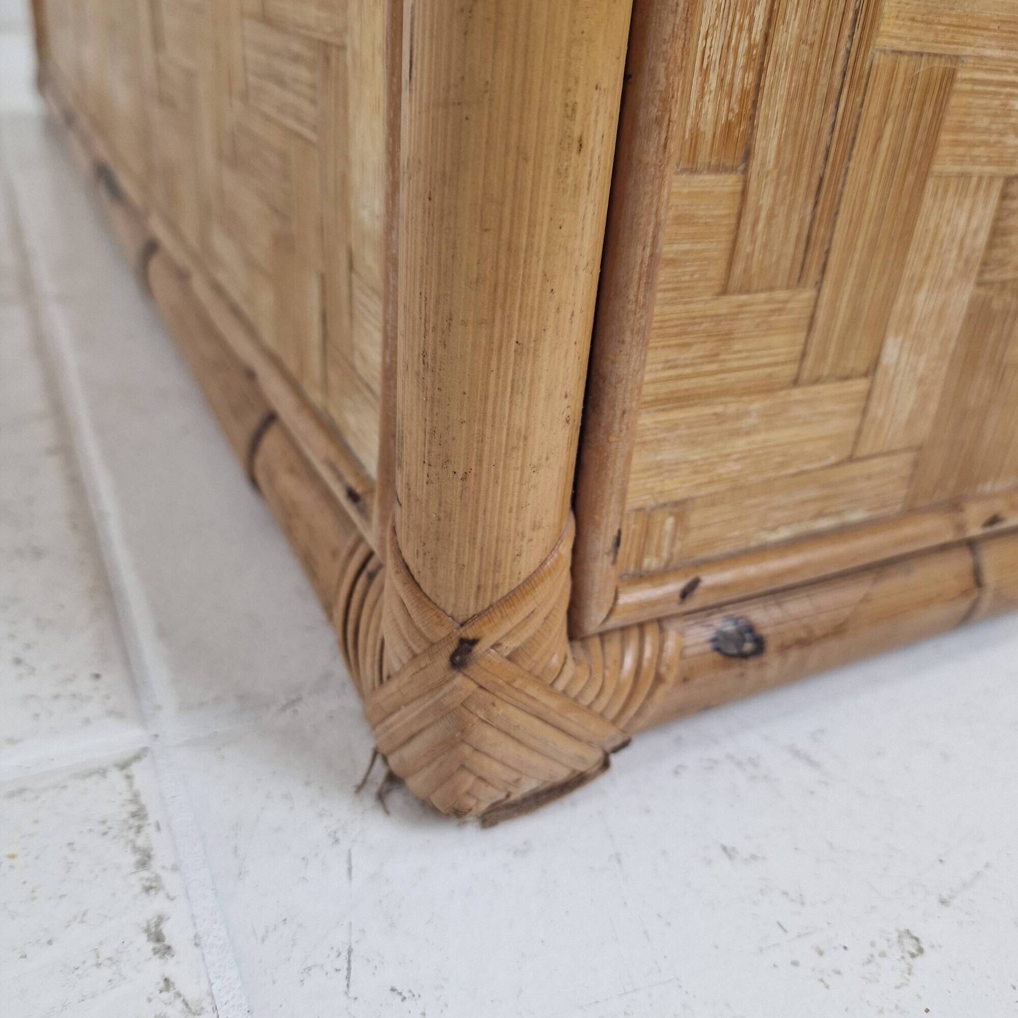 Mid-Century Italian Woven Rattan and Bamboo Blanket Chest or Trunk, 1970's