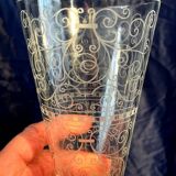 Lido model conical vase in baccarat crystal with art deco patterns