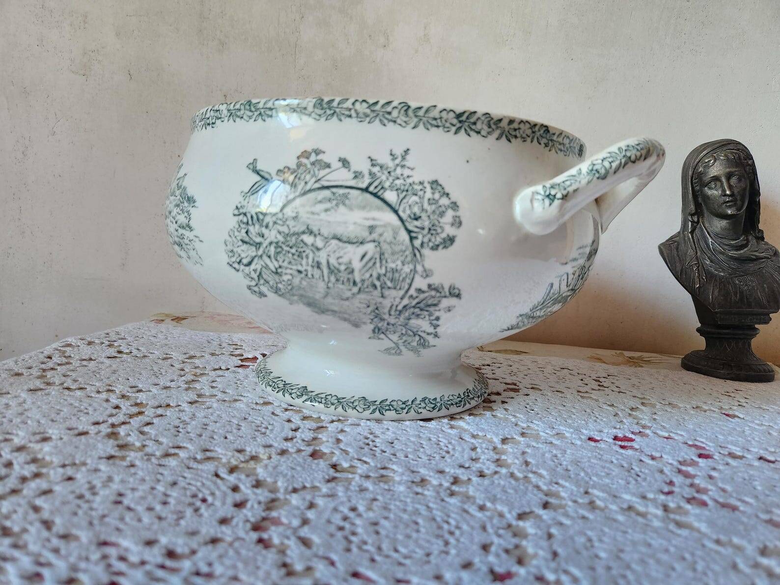French 19th Century FF Pexonne Tureen 'Campagne' Animal Transferware