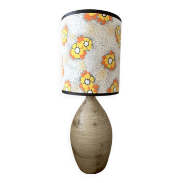 Lampe en grès et tissus vintage
