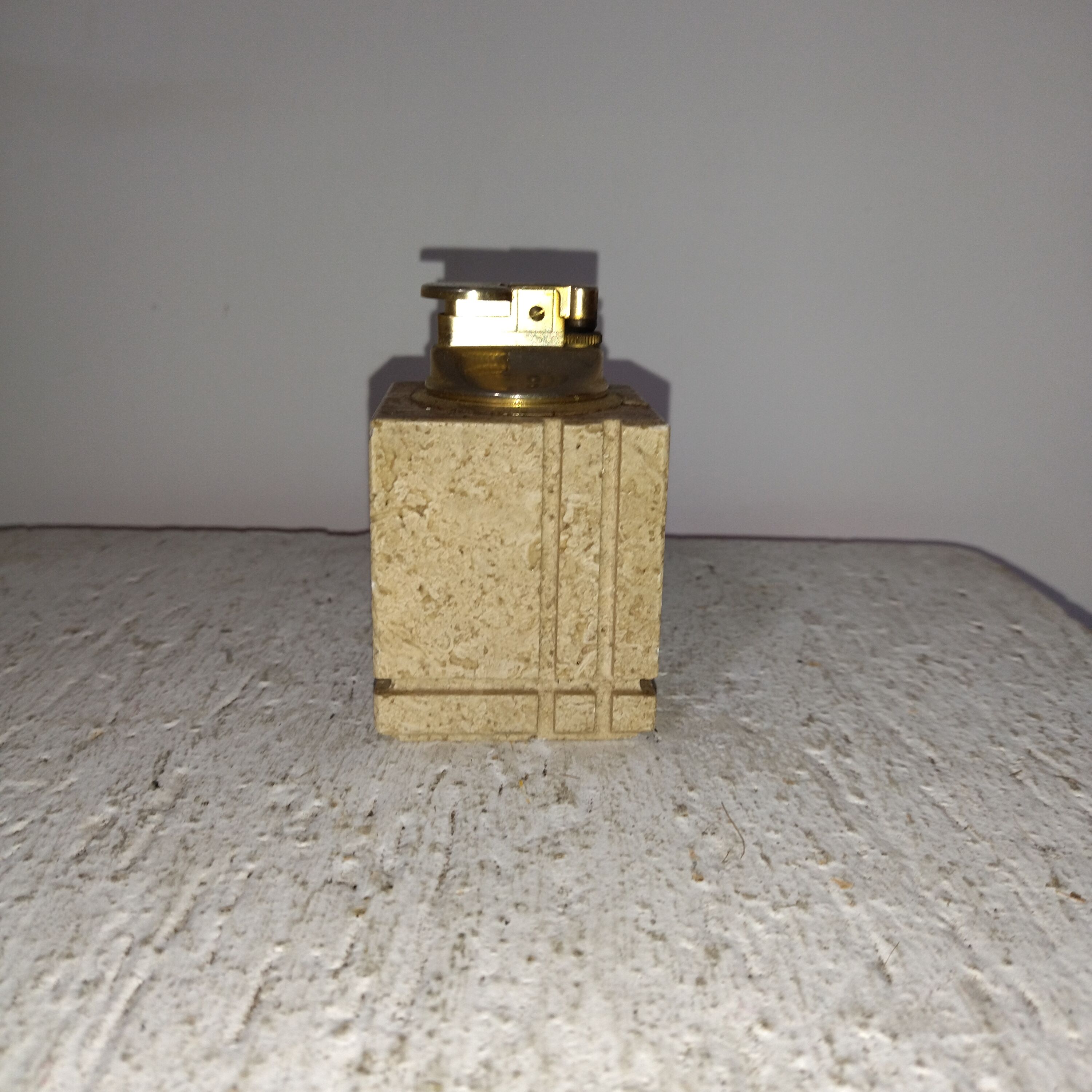travertine and brass lighter 1960 1970 italy