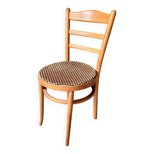 Chaise bistrot Baumann en hêtre et coton géométrique orange et noir