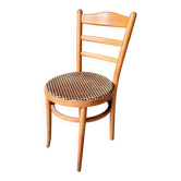 Chaise bistrot Baumann en hêtre et coton géométrique orange et noir