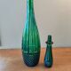 Large vintage Empoli carafe from Italy in green glass.