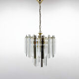 Lustre du milieu du siècle en laiton, verre et lucite, Autriche, années 1970