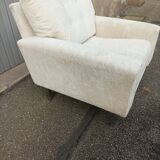 Vintage white fabric armchair