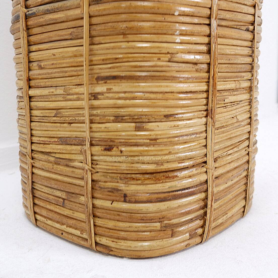 1970's Rattan and Brass Umbrella Stand