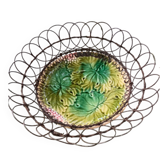 Wire and majolica cup