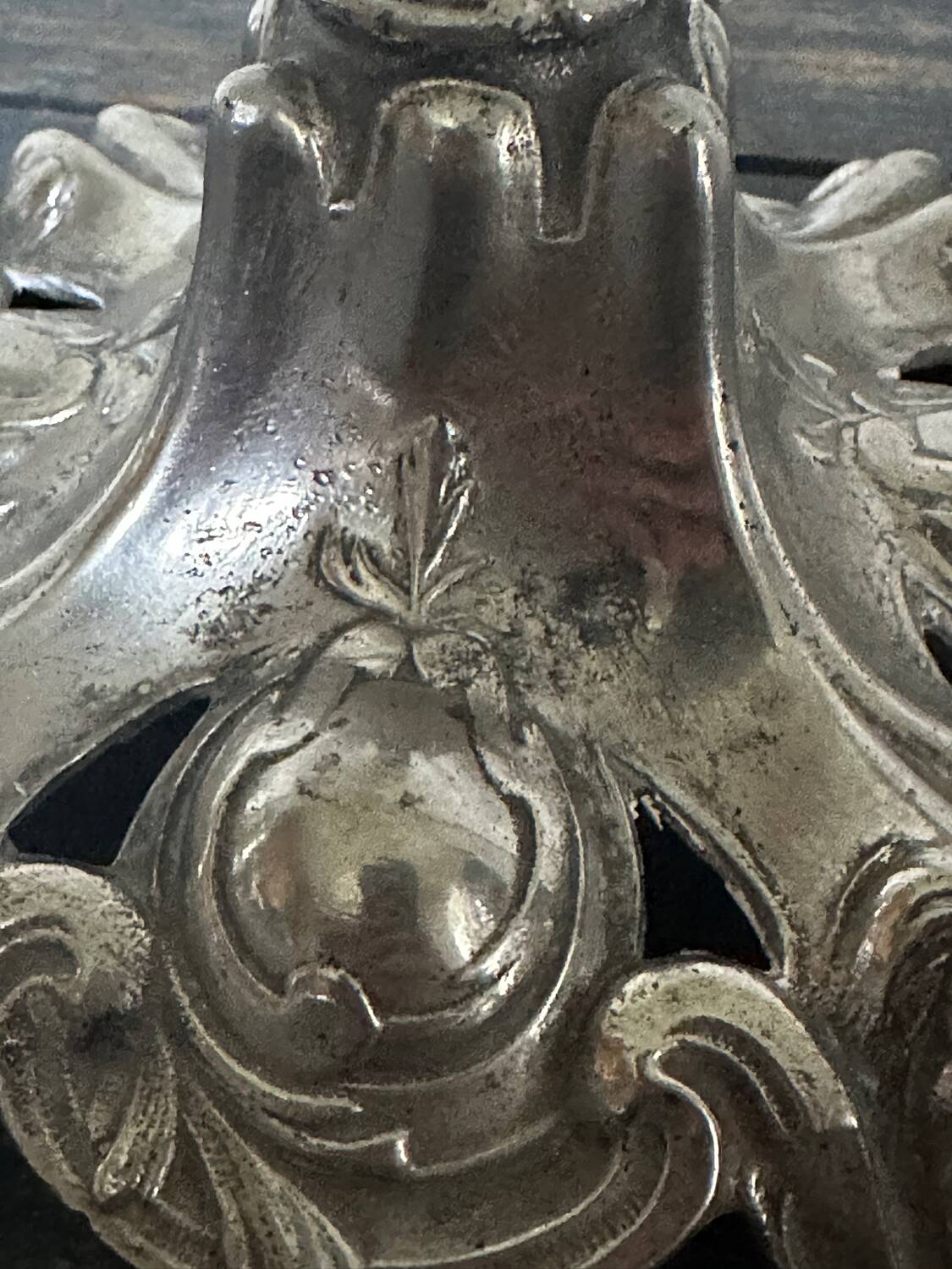 Silver metal candle holder