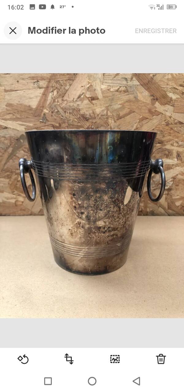 Old Silver Metal Champagne Cooler Bucket France