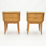 Paire de chevets en sycomore laiton miroir par Jean Pascaud 1940