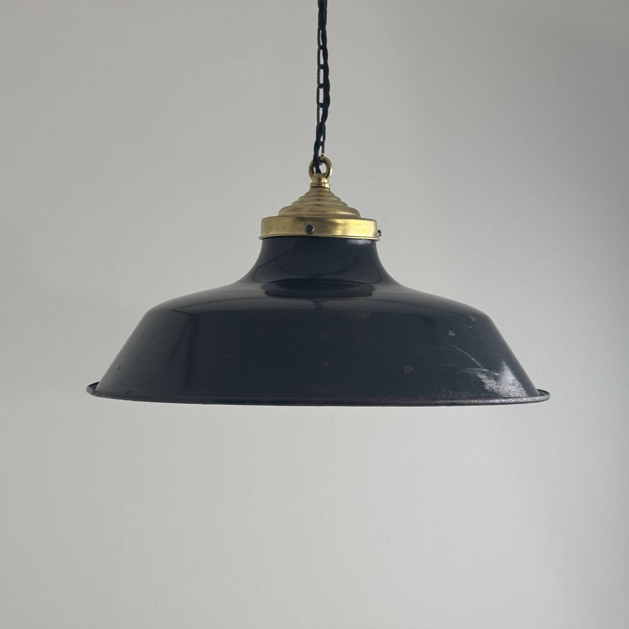 Old enamelled industrial workshop suspension 40 cm