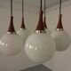 Danish Glass and Rosewood Cascade Ceiling Lamp, 1960s