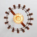 Vintage Italian Brass Cage Pendant Lamps, 1970s, set of 2