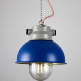 Blue industrial hanging light from tep