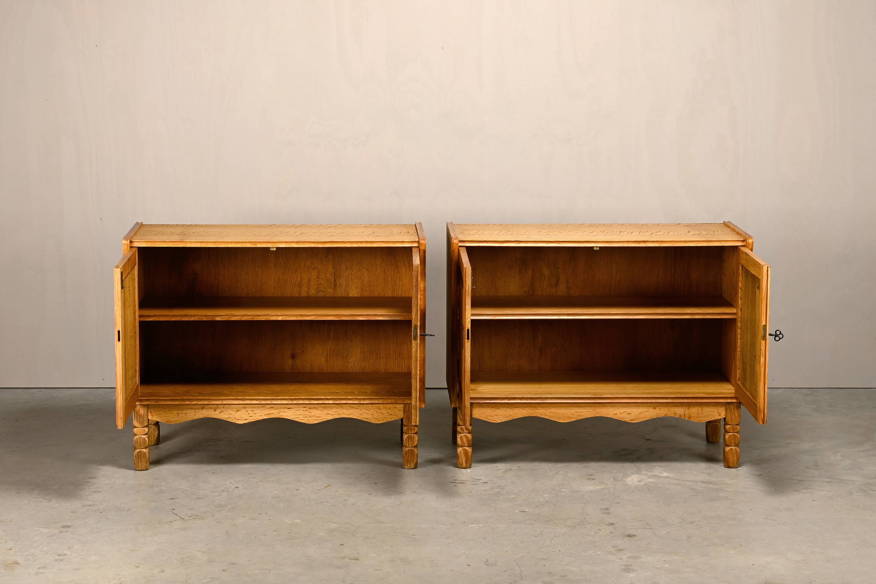 Danish Mid-Century Henning Kjærnulf Oak Bedside Cabinets or Sideboards