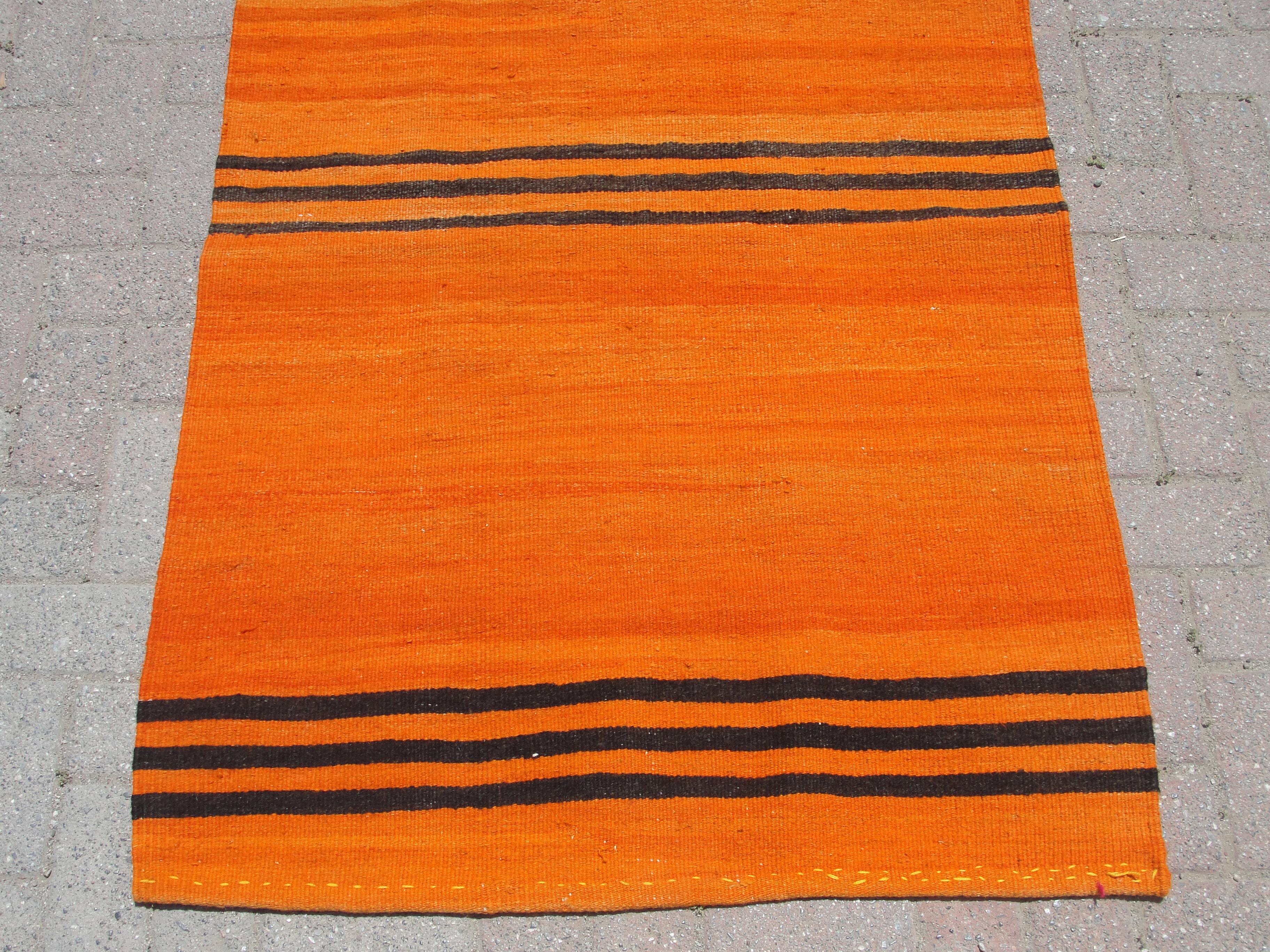 Orange handmade small rugs