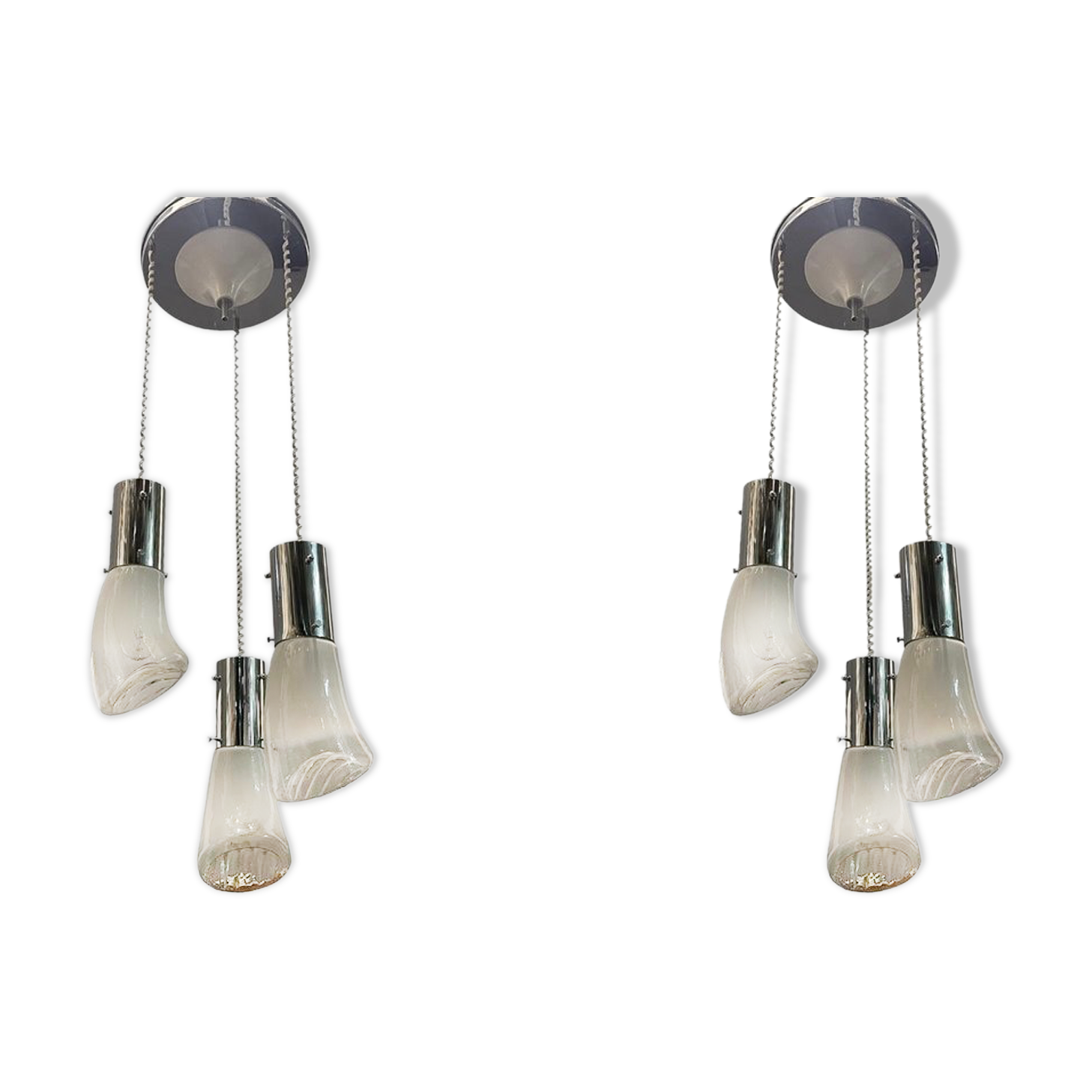 Mid-century murano glass pendant lights, 1970s, set of 2