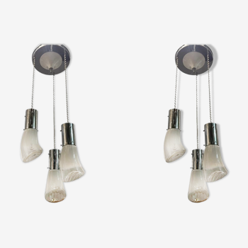 Mid-century murano glass pendant lights, 1970s, set of 2