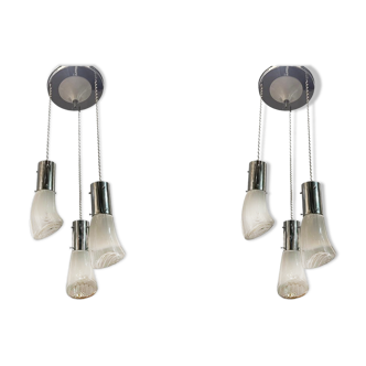 Mid-century murano glass pendant lights, 1970s, set of 2
