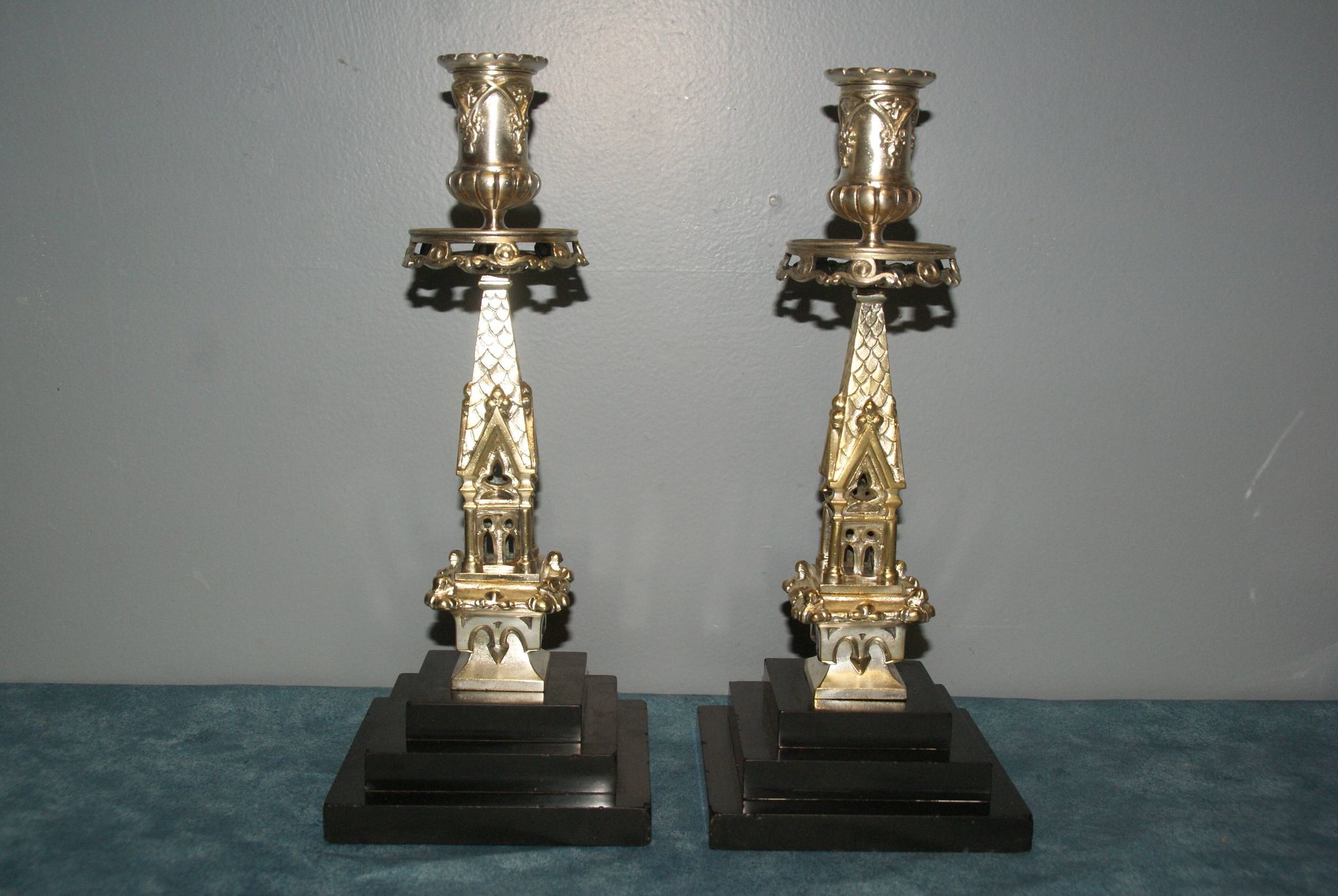 Rare pair of 19th century bronze candlesticks