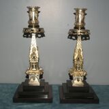 Rare pair of 19th century bronze candlesticks