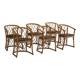 Set of 6 sculptural vintage bamboo dining chairs, modern Danish design, made in the 1960s.