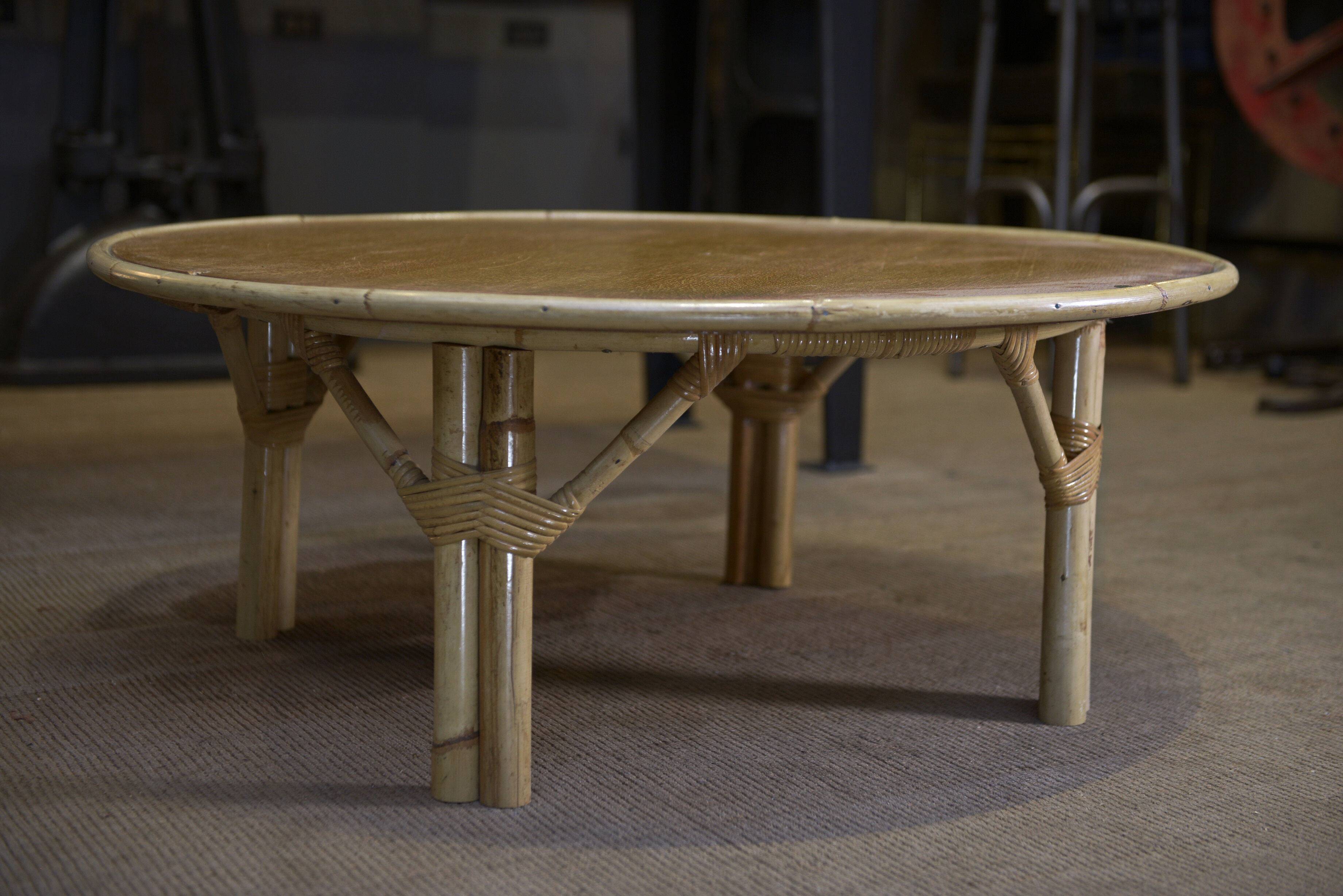 Round rattan coffee table 1960