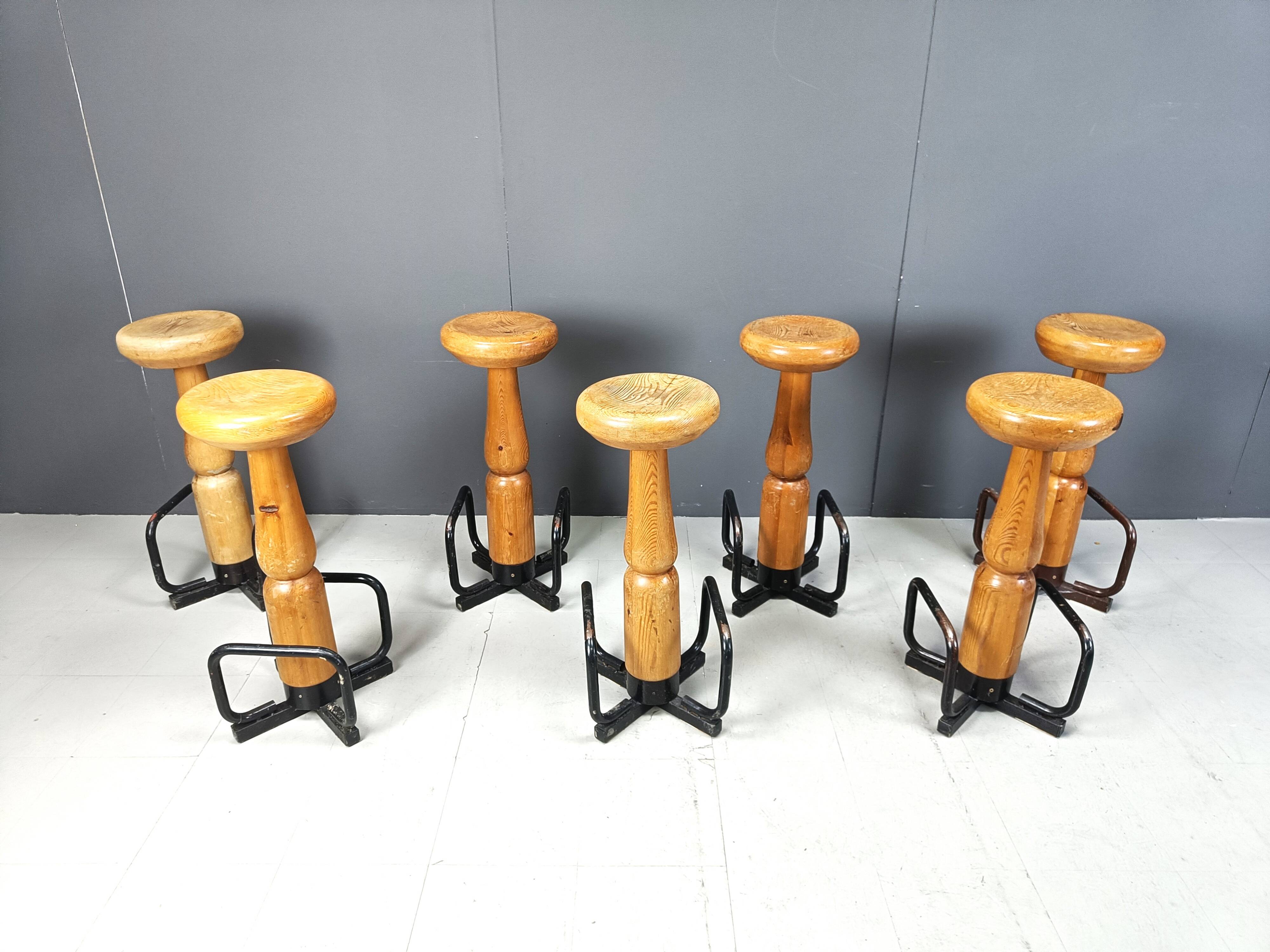 Mid century brutalist bar stools, 1960s - set of 7