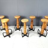 Mid century brutalist bar stools, 1960s - set of 7