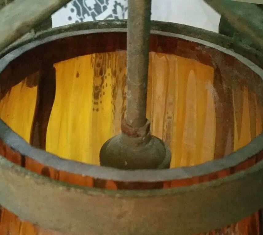 Old iron hanging wrought orange globe