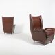 Pair of Italian Wingback Lounge armchairs Gio Ponti style, 1950's