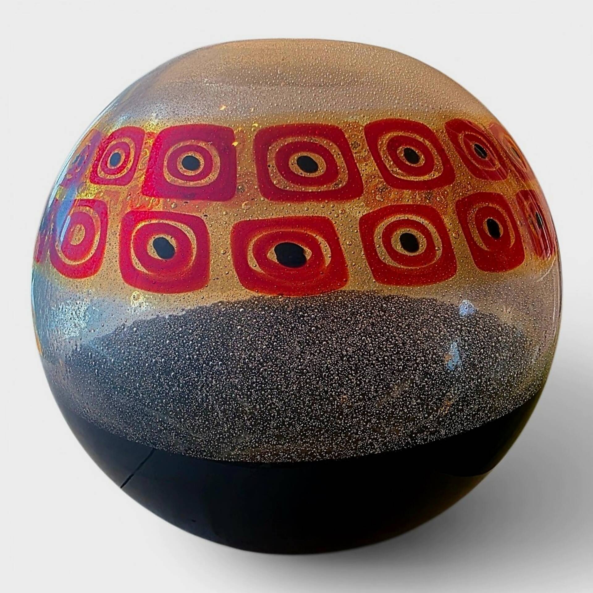 Murano blown glass vase – "Murrines" decoration and Bullicante effect