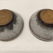 Paire de bols vintage en grès artisanal – Signés OL / VN (Vallée Noire