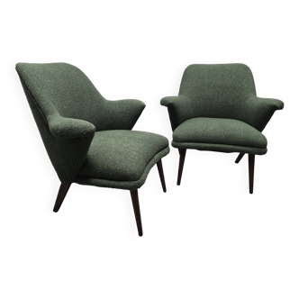 Mid century boucle armchairs