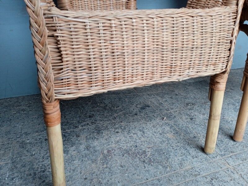 Pair of vintage rattan armchairs
