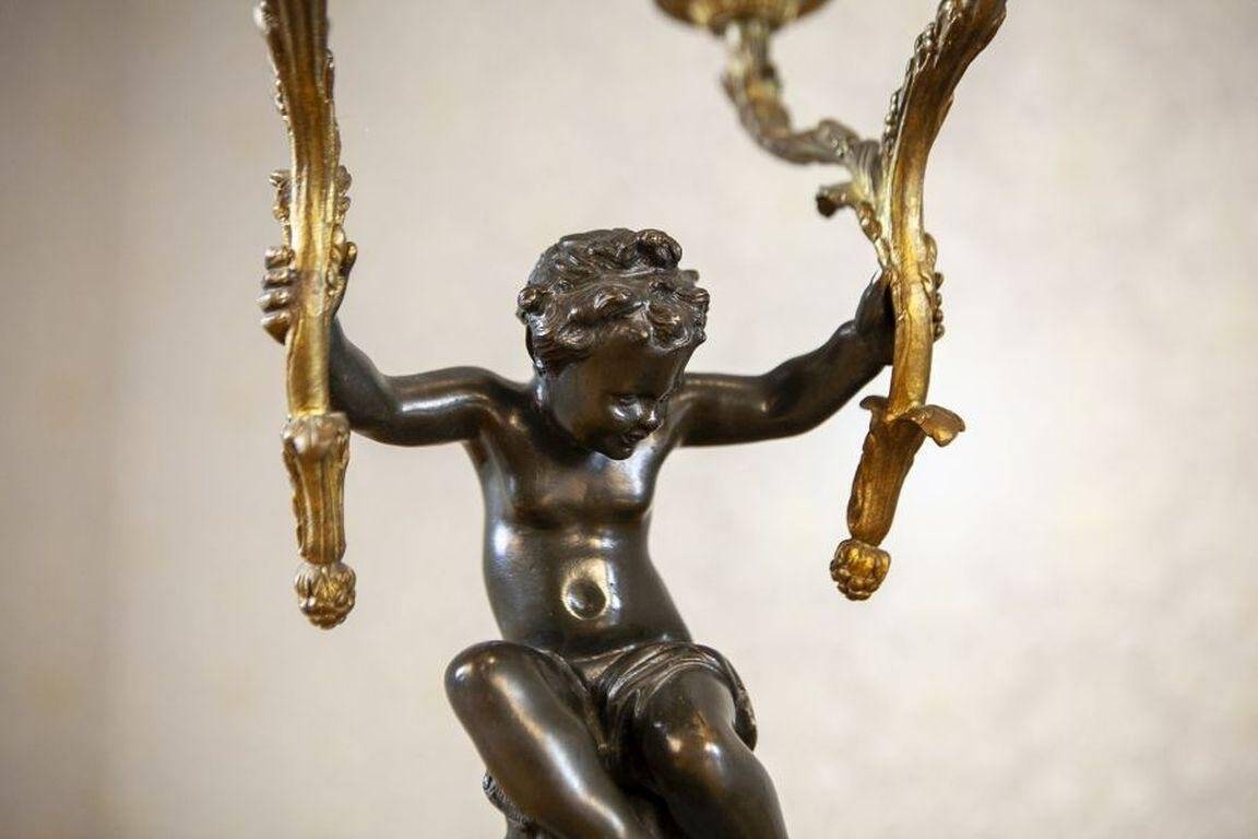 Bronze Four-Armed Candelabras, Set of 2