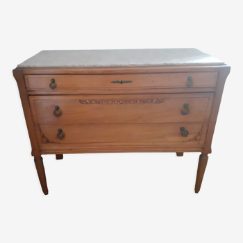 Period cabinet 3 drawers pink marble top