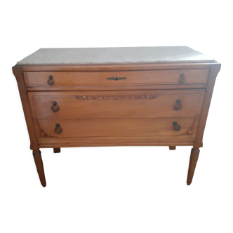 Period cabinet 3 drawers pink marble top