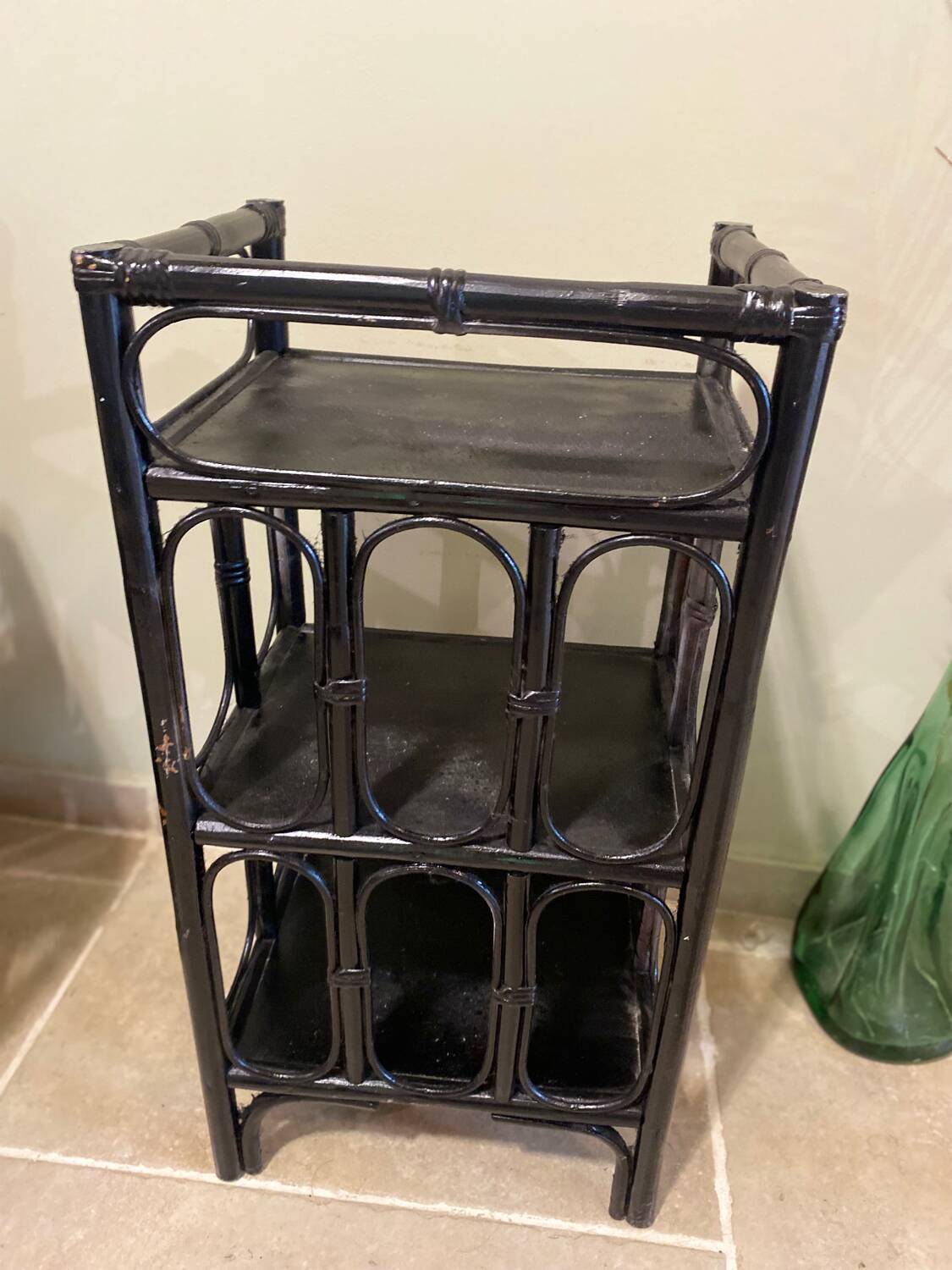 Black rattan shelf