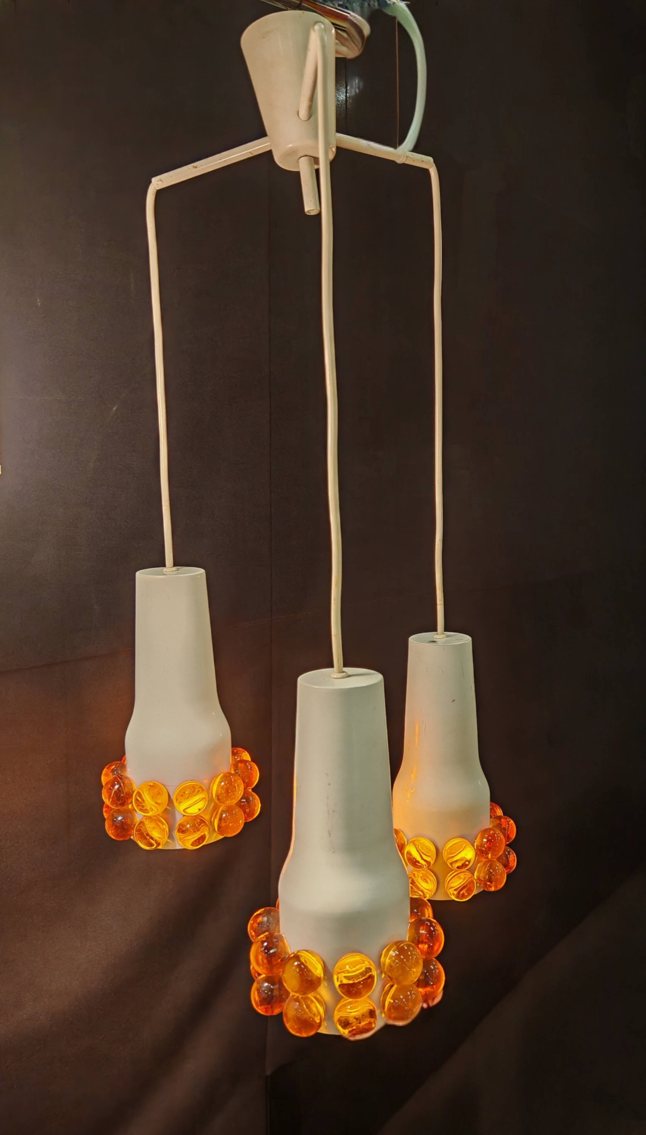 Metal and murano glass pendant light