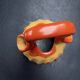Vase soliflor double ouverture Belgique orange marron vintage