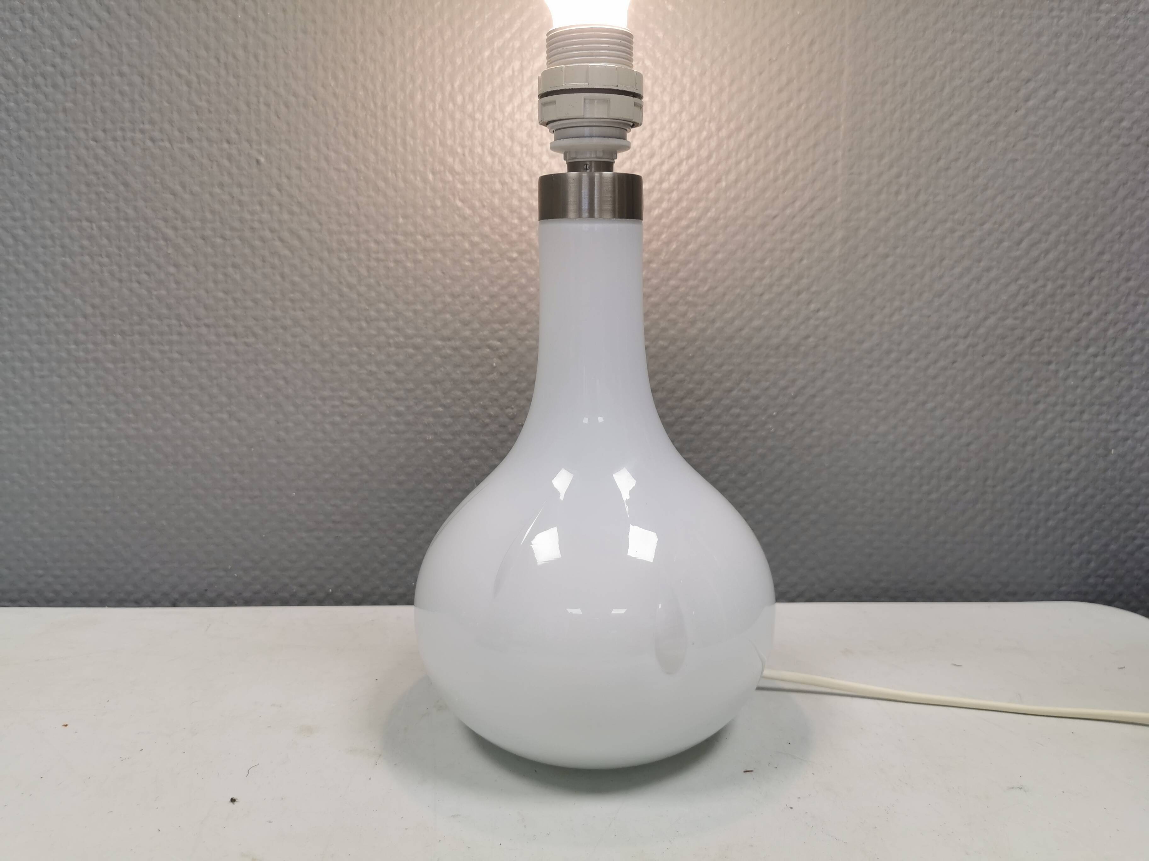 Helios table lamp, teardrop shaped, made of white opal glass. 1986 Denmark