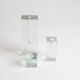 Glass block candlesticks and solifleur vase by Walther glass, Germany 1960s.
