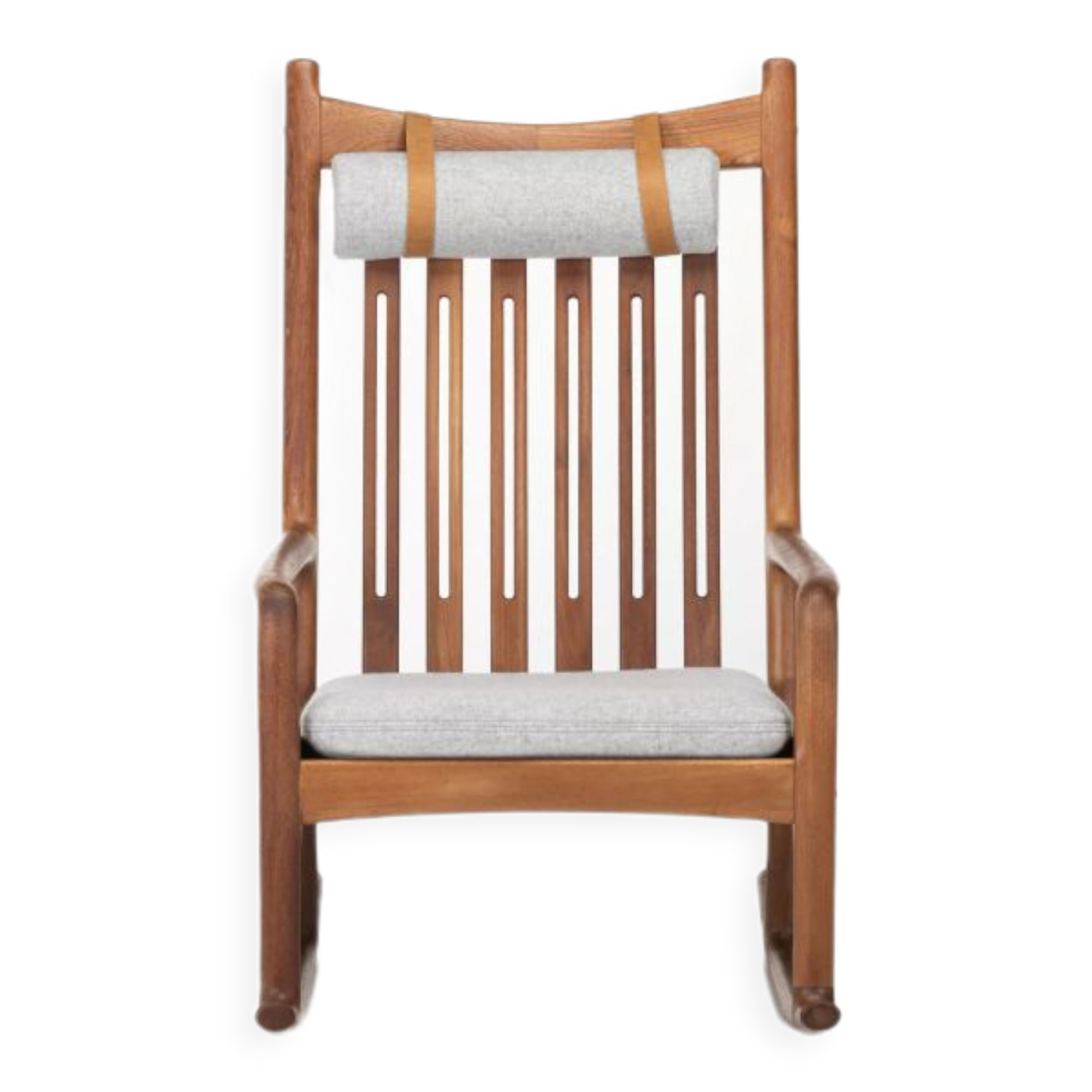 Rocking chair by Hans Olsen for Juul Kristensen in grey felt