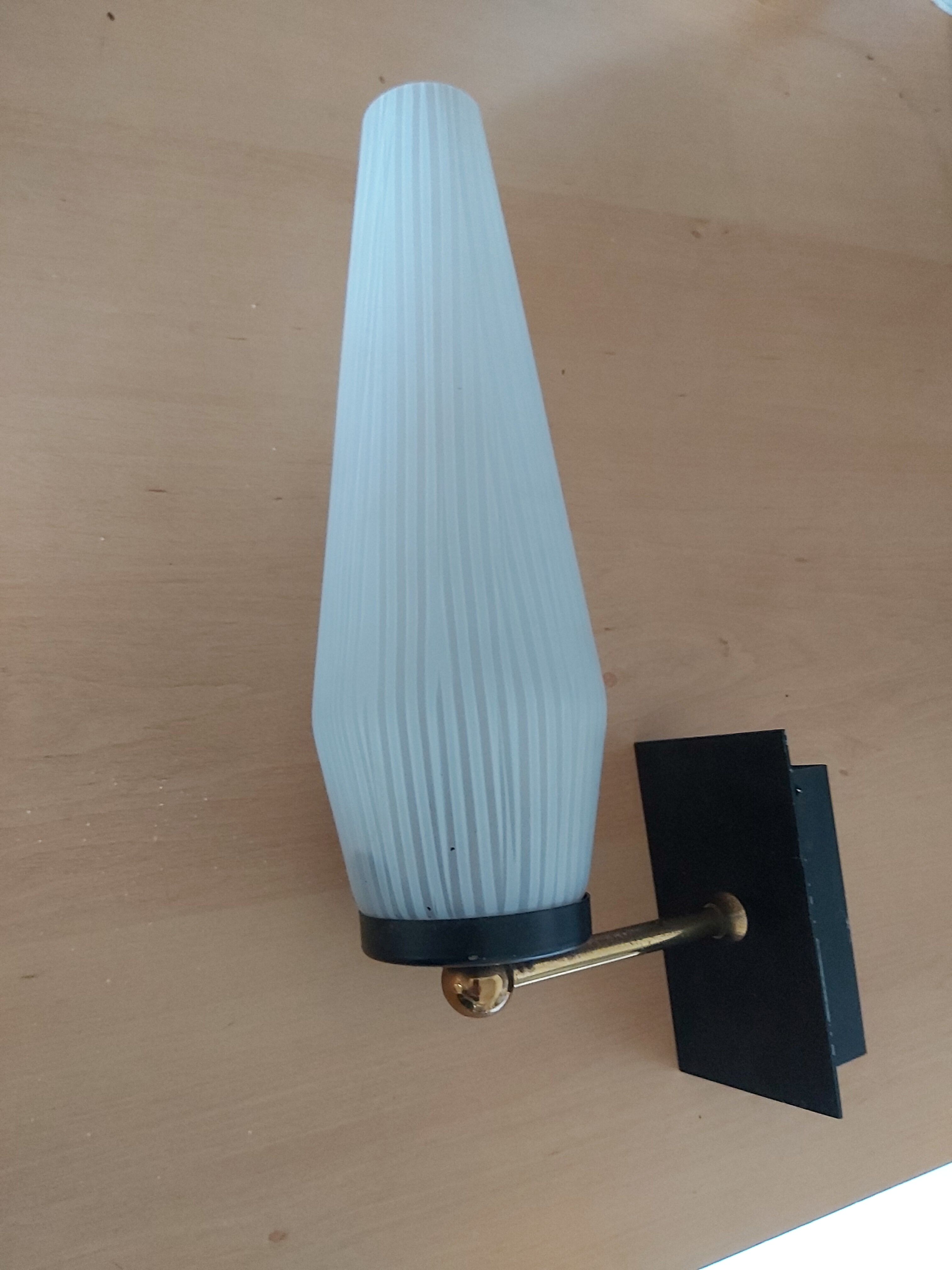 50s brass metal and glass wall light